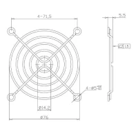 Chrome fan grille 80*80*5.5mm