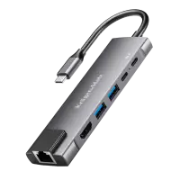 Многопортовый адаптер USB-C 6в1 A/C/HDMI/RJ45 K&M