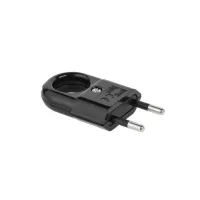 250VAC mains plug with finger hole Black