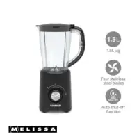 Blender, 800 W, 2 Speeds + pulse, 4 Stainless steel blades, 1.5L Plastic jug
