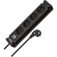 Bremounta power strip 4-way (multiple socket with 90 degree sockets, power strip with mounting option and 1.5 m cable) black TYPE F
