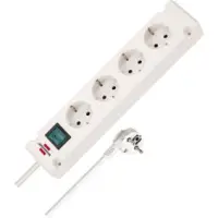 Bremounta power strip 4-way (multiple socket with 90 degree sockets, power strip with mounting option and 1.5 m cable) white TYPE F