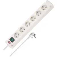 Bremounta power strip 6-way (multiple socket with 90 degree sockets, power strip with mounting option and 3 m cable) white TYPE F