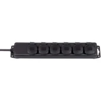 Extension Socket 6-Way 2.00 m Black - Protective Contact TYPE F