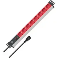Alu-Line 8-way 19" Socket for switch boxes PG Plug 2.00 m Black/Red C14