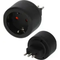 Travel plug / travel adapter (travel socket adapter for: Italy socket and Euro plug) black