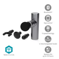 SmartLife Sports Massage Gun, Bluetooth®, Accu Powered, Rechargeable, 5 Massage Modes