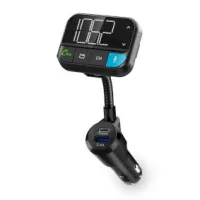 Car FM Transmitter, Gooseneck, Speakerphone, 2.00 ", Black White Screen
