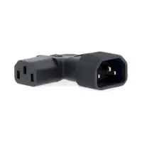 Extension Plug, IEC-320-C13, IEC-320-C14, Angled Left, Nickel Plated