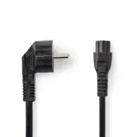 Power Cable, Plug with earth contact male, IEC-320-C5, Angled, Straight