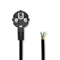 Power Cable, Plug with earth contact male, Open, Angled, Straight