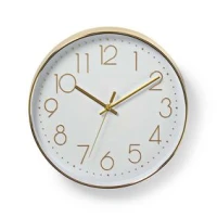 Wall Clock, Diameter: 300 mm, Plastic, Gold / White