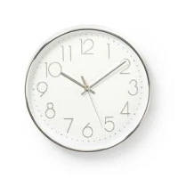 Wall Clock, Diameter: 300 mm, Plastic, Silver / White
