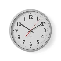 Wall Clock, Diameter: 300 mm, Plastic, Silver / White