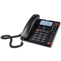 Big button corded telephone with display for seniors Black