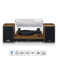 Turntable with Bluetooth® reception and two wooden speakers