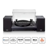 Record player with Bluetooth® and two external speakers black