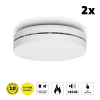 Design smoke detector with 10 year battery 2-pack White