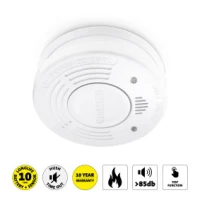Smoke detector with 10 years battery and sensor runtime White