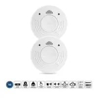 Smoke detector with 10 years battery and sensor runtime 2-pack White