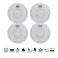 Stand alone smoke alarm with 1 year battery White 4 pcs