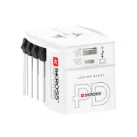 Travel Adapter 2 pole adapter with integrated Dual 30W USB Charger (1x USB C & 1 x USB)