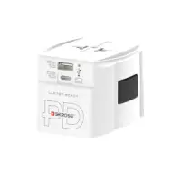 Travel Adapter 2-pole world travel adapter with integrated Dual USB Charger (1x USB C & 1 x USB) 65 Watt Power Delivery
