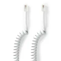 Telecom Cable, RJ10 Male, RJ10 Male, 2.00 m, Cable design: Coiled