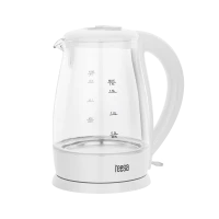 TEESA elektriline veekeetja, klaasist, 2200 W, valge, 1,7 L
