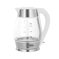 TEESA elektriline veekeetja, klaas + inox, 2200 W, valge, 1,7 L
