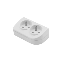 Розетка удлинителя x 2 с заземлением, белая GN-20