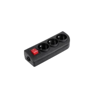 Удлинитель на 3 розетки с заземлением и выключателем, черный GN-30W-2