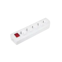 Pikendusjuhtme pistikupesa x 5 maanduse ja lülitiga, valge GN-50W