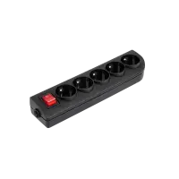 Pikendusjuhtme pesa x 5 maanduse ja lülitiga, must GN-50W-2