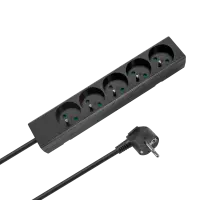 5-pesaline 2m Prantsuse tüüpi pikendusjuhe ilma lülitita (3x1,5mm) Rebel must