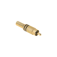 RCA pistik, kuldne, kahe musta triibuga