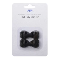 PNI Tidy Clip 02 cable organizer, silicone, self-adhesive, for 8 (4x2) 6mm cables, black, 2-pack