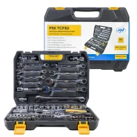 Multifunctional kit with tubular and open-end wrenches PNI TCF82 82 pieces, plastic box