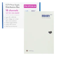 CCTV power supply PNI STC30.2A in metal box 12V 30A 360W, 18 outputs