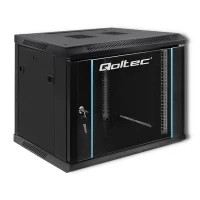 Qoltec RACK Cabinet 19" 9U 600 x 500 x 450 Tempered doors Hanging Steel case Lock Black
