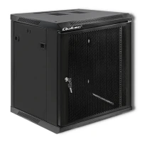 Qoltec RACK Cabinet 19" 12U 600 x 635 x 600 Perforated doors Hanging Steel case Lock Black
