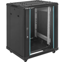 Qoltec 19" RACK cabinet 15U 600 x 855 x 600 Tempered doors Standing Feet + Casters Steel case Lock
