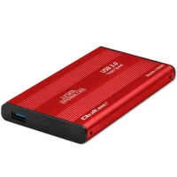Qoltec Aluminium External Hard Drive Case HDD SSD 2.5'' SATA3 USB 3.0 Red