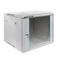 Qoltec RACK Cabinet 19" 9U 600 x 500 x 600 Tempered doors Hanging Steel case Lock Grey