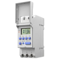 Qoltec Electronic Timer Switch for DIN Rail with Built-in Battery 7-Day Schedule 16 Programs