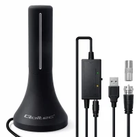 Qoltec Internal High-Power DVB-T/T2 TV Antenna signal amplifier 4K high gain 32dBi 360º 4m
