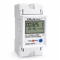 Qoltec Single-phase electronic energy consumption meter for DIN rail RESET periodic and continuous meter 230V 60A LCD LED 2P