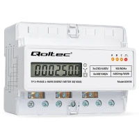 Qoltec Three-phase electronic meter energy consumption meter for DIN rail 400V 100A LCD LED 7P