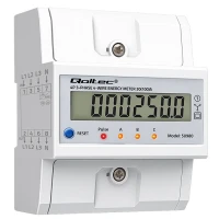 Qoltec Three-phase electronic meter with reset DIN rail energy consumption meter 400V 100A LCD LED 4P