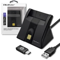 Qoltec Smart ID chip card reader SCR-0643USB 2.0 + USB-C Adapter
